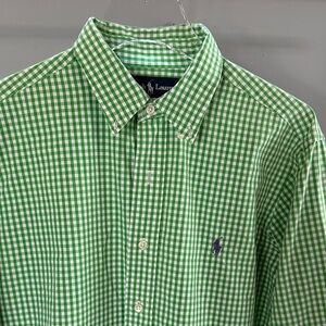 Vintage Ralph Lauren Green Gingham Men's Shirt